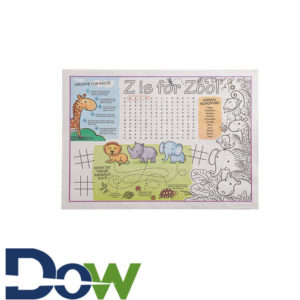 10" x 14" Kids Zoo Themed Interactive Placemat - 1000/Case