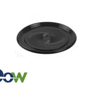 12" Black PET Plastic Thermoform Catering / Deli Tray - 50/Case