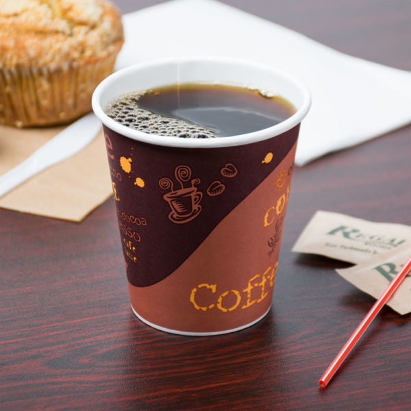 10oz Coffee Print Poly Paper Hot Cup - 1000/Case - Image 2