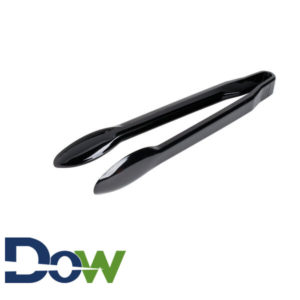 12" Black Disposable PS Plastic Tong - 48/Case
