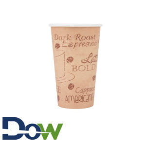 16oz Café Print Poly Paper Hot Cup - 1000/Case