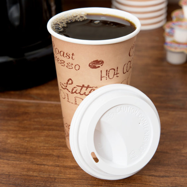 16oz Café Print Poly Paper Hot Cup - 1000/Case - Image 2
