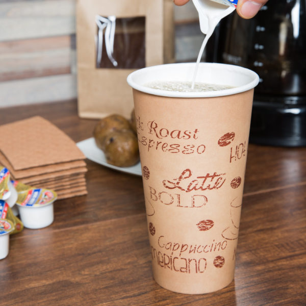 20oz Café Print Poly Paper Hot Cup - 600/Case - Image 2
