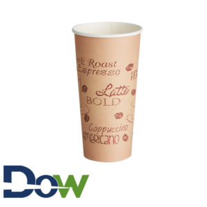 24oz Café Print Poly Paper Hot Cup - 600/Case