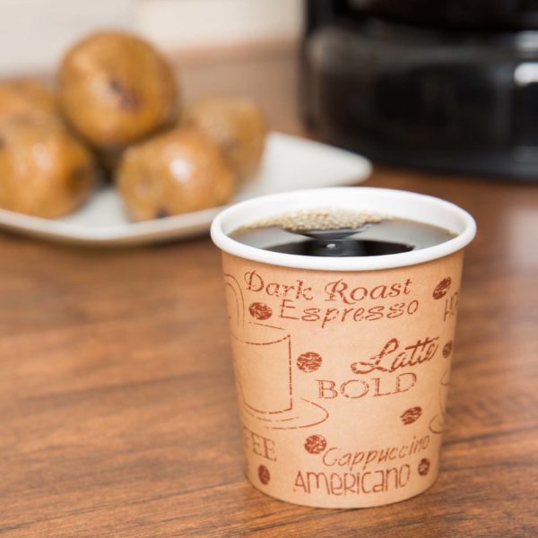 4oz Café Print Poly Paper Hot Cup - 1000/Case - Image 2