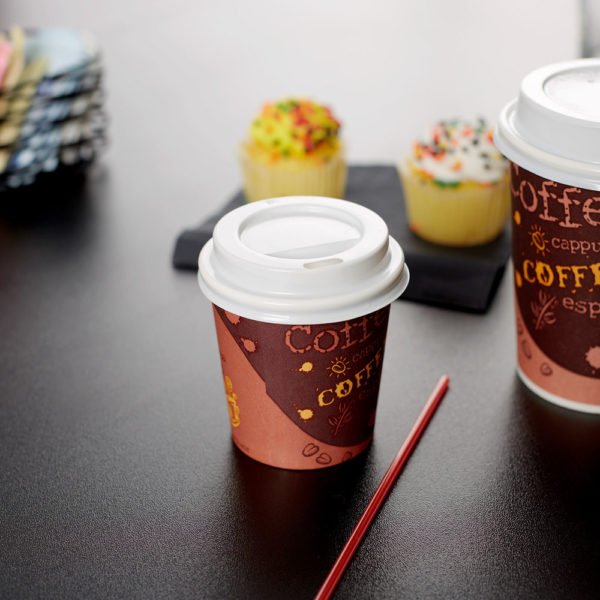 4oz Coffee Print Poly Paper Hot Cup - 1000/Case - Image 2