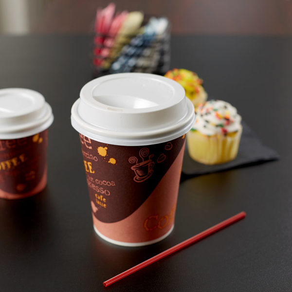 8oz Coffee Print Poly Paper Hot Cup - 1000/Case - Image 3