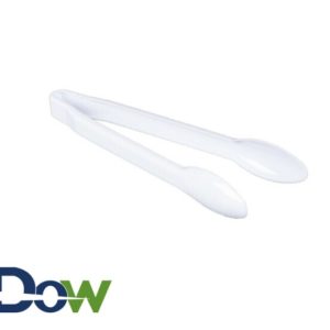 12" White Disposable PS Plastic Tong - 48/Case
