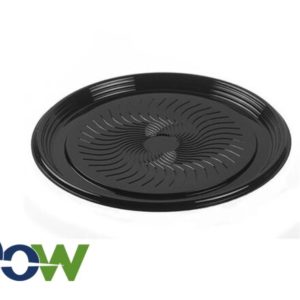 16" Black PET Plastic Thermoform Catering / Deli Tray - 50/Case