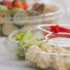 10" Clear PET Round 5 Compartment Catering Tray with Lid, Shallow - 100/Case - Image 2