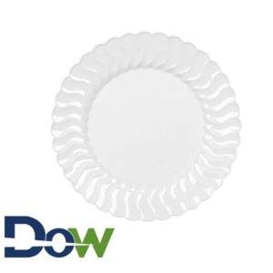 10 1/4" Scalloped White Plastic Plate - 144/Case