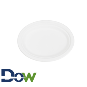 10x8 Oval Biodegradable, Compostable Sugarcane / Bagasse 9" Plate - 500/Case