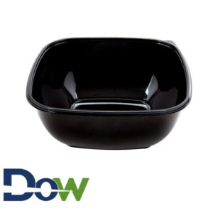 160oz. Black Square PET Plastic Bowl - 50/Case