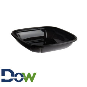 24oz. Black Square PET Plastic Bowl - 300/Case