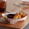 #300 3lb. Red Check Paper Food Tray - 500/Case - Image 3