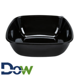 320oz. Black Square PET Plastic Bowl - 25/Case