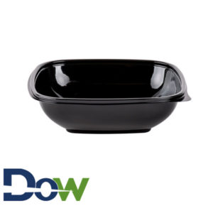 32oz. Black Square PET Plastic Bowl - 300/Case
