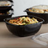 48oz. Black Square PET Plastic Bowl - 300/Case - Image 3