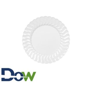 6" Scalloped White Plastic Plate - 180/Case
