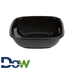 64oz. Black Square PET Plastic Bowl - 150/Case