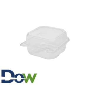 6" x 6" x 3" Clear PET Plastic Hinged Container - 500/Case