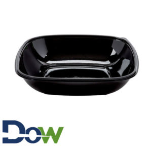 80oz. Black Square PET Plastic Bowl - 50/Case