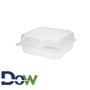 8" x 8" x 3" Clear PET Plastic Hinged Container - 250/Case