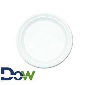 9" White 1-Compartment Round Plastic Plate - 500/Case