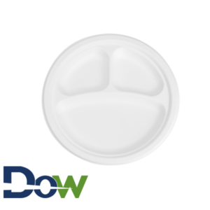 Biodegradable, Compostable Sugarcane / Bagasse 9" Plate 3 Compartment - 500/Case