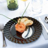 9" Scalloped Black Plastic Plate - 180/Case - Image 2