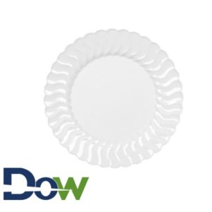 9" Scalloped White Plastic Plate - 180/Case