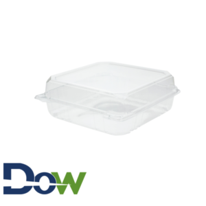9" x 9" x 3" Clear PET Plastic Hinged Container - 200/Case