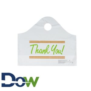 21" x 10" x 18" White Plastic Take Out Bag with Printed Thank You Design - 500/Box