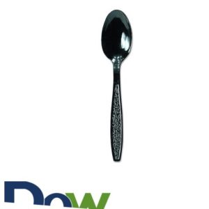 Black Extra Heavy Weight PS Plastic Tea Spoon - 1000/Case