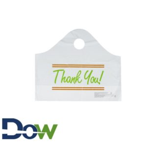19" x 9 1/2" x 18" White Plastic Take Out Bag with Printed Thank You Design - 500/Box
