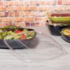 320oz Clear Square Lid for PET Plastic Bowl - 25/Case - Image 2