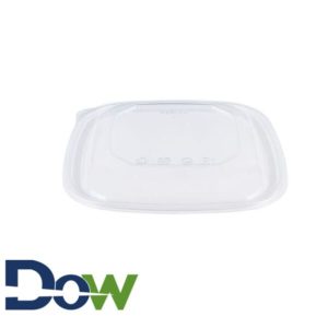 64oz Clear Square Lid for PET Plastic Bowl - 150/Case