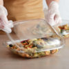 64oz Clear Square Lid for PET Plastic Bowl - 150/Case - Image 2
