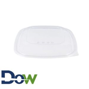 80-160oz Clear Square Lid for PET Plastic Bowl - 50/Case