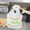 19" x 9 1/2" x 18" White Plastic Take Out Bag with Printed Thank You Design - 500/Box - Image 2