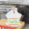 16 1/2" x 6" x 14" White Plastic Take Out Bag with Printed Thank You Design - 500/Box - Image 3