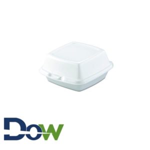 60HT1 6" x 6" White Small 1-Comp Foam Container with Hinged Lid - 500/Case