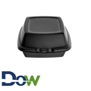 60HTB1 6" x 6" Black Small 1-Comp Foam Container with Hinged Lid - 500/Case