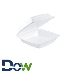 85HT1R 8" x 8" White Medium 1-Comp Foam Container with Hinged Lid - 200/Case