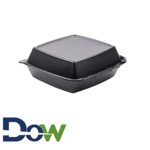 85HTB1R 8" x 8" Black Medium 1-Comp Foam Container with Hinged Lid - 200/Case