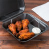 20500-BLK 9 3/16" x 6 1/2" x 3" Black Large Deep All Purpose Foam Hinged Lid Container - 200/Case - Image 2