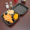 SN243-BK 8" x 8" Black Medium 3-Comp Foam Container with Hinged Lid - 200/Case - Image 2