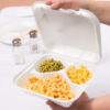 SN243-WHT 8" x 8" White Medium 3-Comp Foam Container with Hinged Lid - 200/Case - Image 2