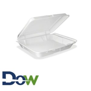 95HT1R 9" x 9" White Large 1-Comp Foam Container with Hinged Lid - 200/Case