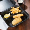 SN203-BK 9" x 9" Black Large 3-Comp Foam Container with Hinged Lid - 200/Case - Image 2